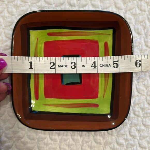 GAIL Pittman Brio Pattern Southern Living At Home 5 5/8” Square Appetizer Plate - Picture 3 of 4